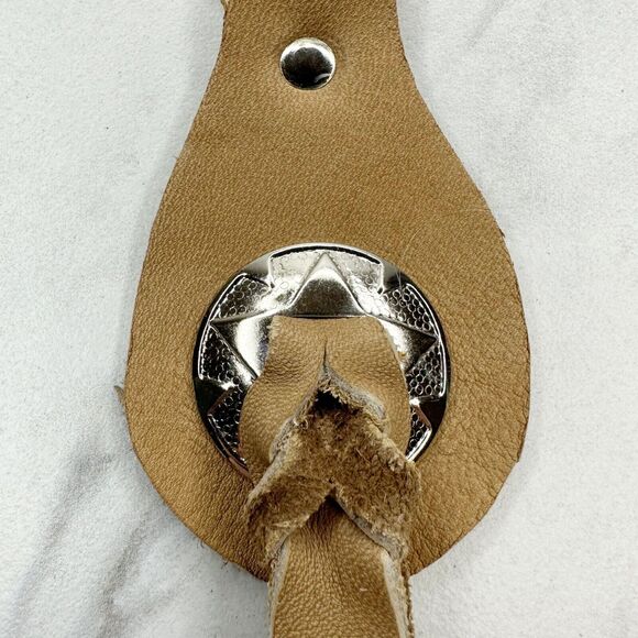 Soft Brown Leather Fringe Western Concho Boho Keychain Keyring - Picture 5 of 10